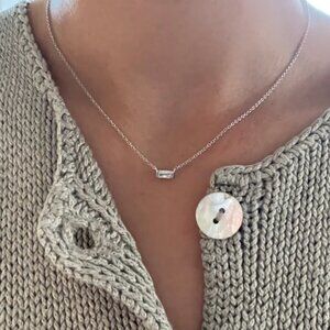 Caitlyn Minimalist Birthstone Necklace, 925 Sterling Silver CZ Diamond / NIB